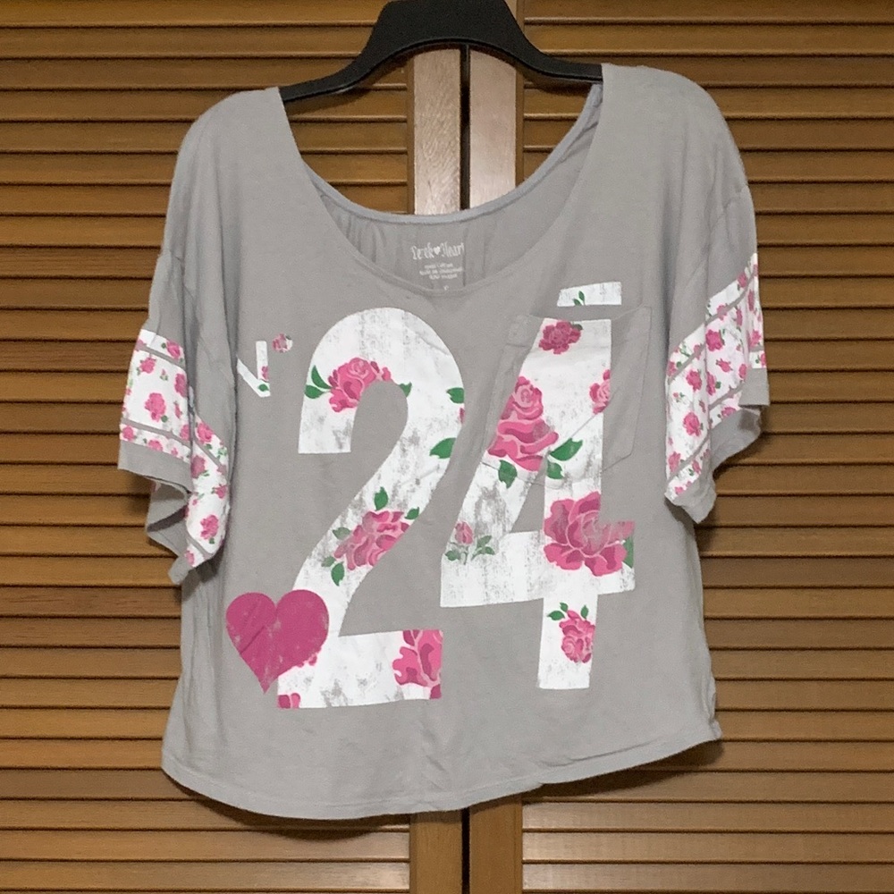Derek Heart Y2k Number 24 Cotton Jersey Style Top L